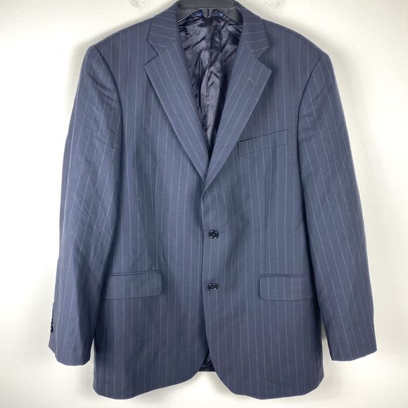 Brooks Brothers Jacket Sports Coat 41 R Madison Fit Navy Pinstripe Wool - Picture 1 of 7